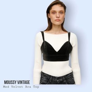 Moussy (M) Velvet Bra Top Brown-Olive Green Japan NWT